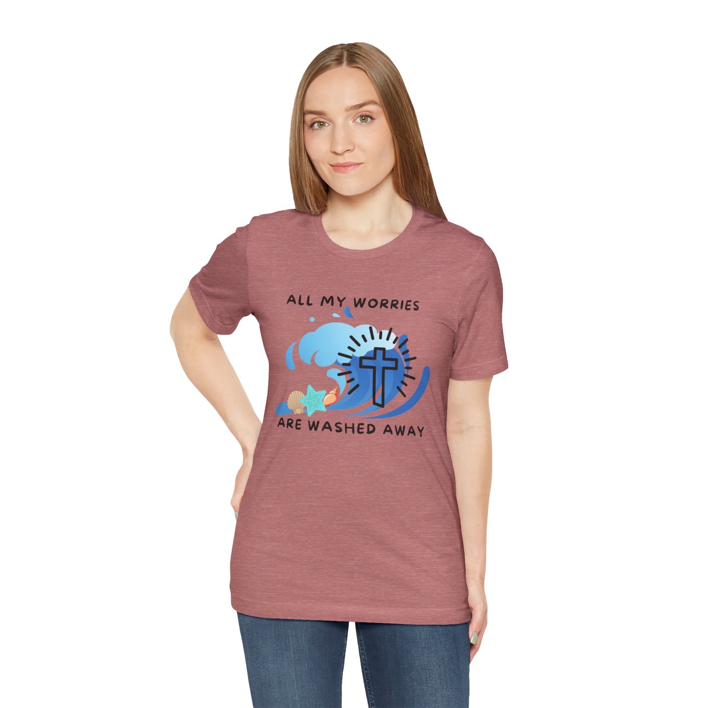 Christ Washed My Worries Away (Beach Theme) - T-Shirt