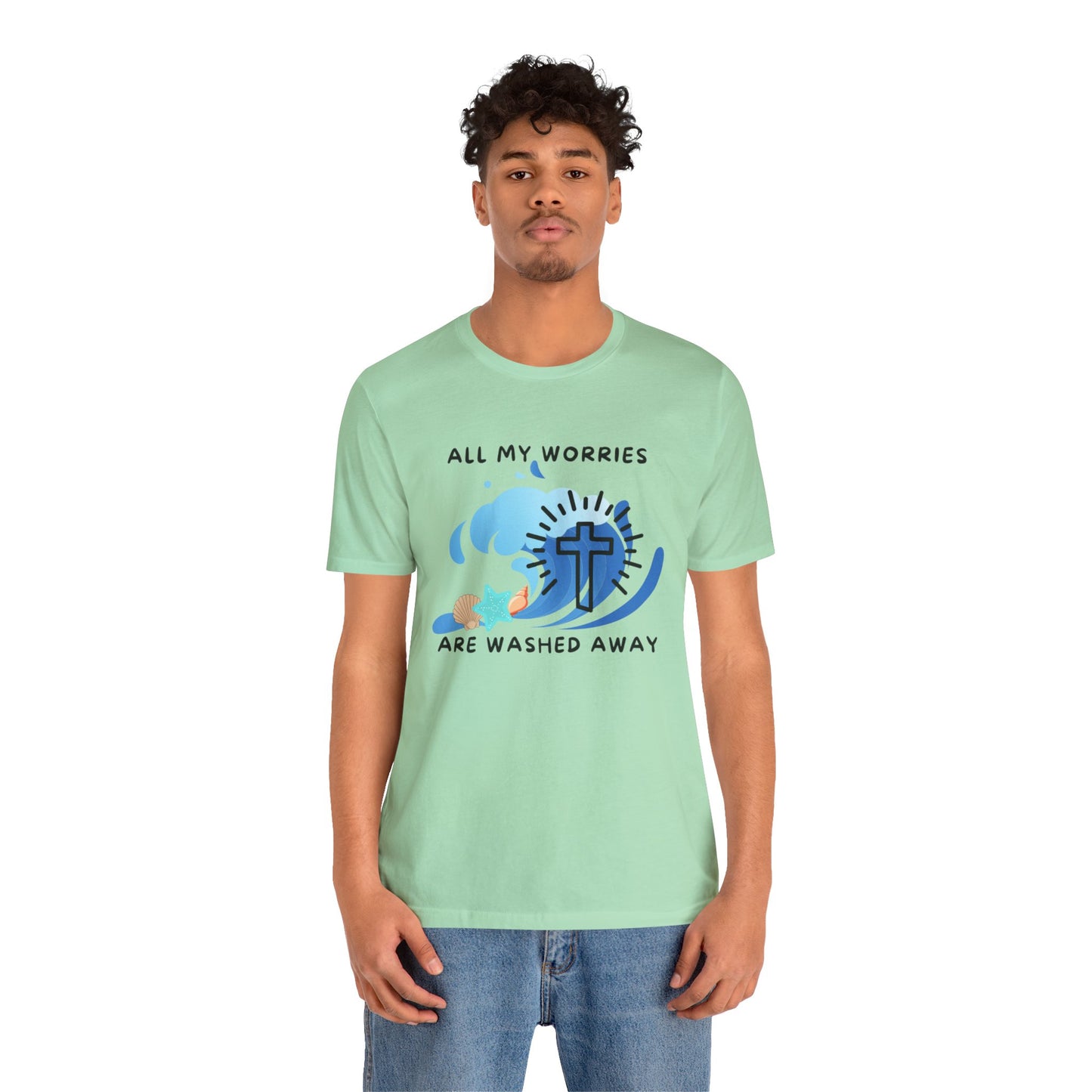 Christ Washed My Worries Away (Beach Theme) - T-Shirt