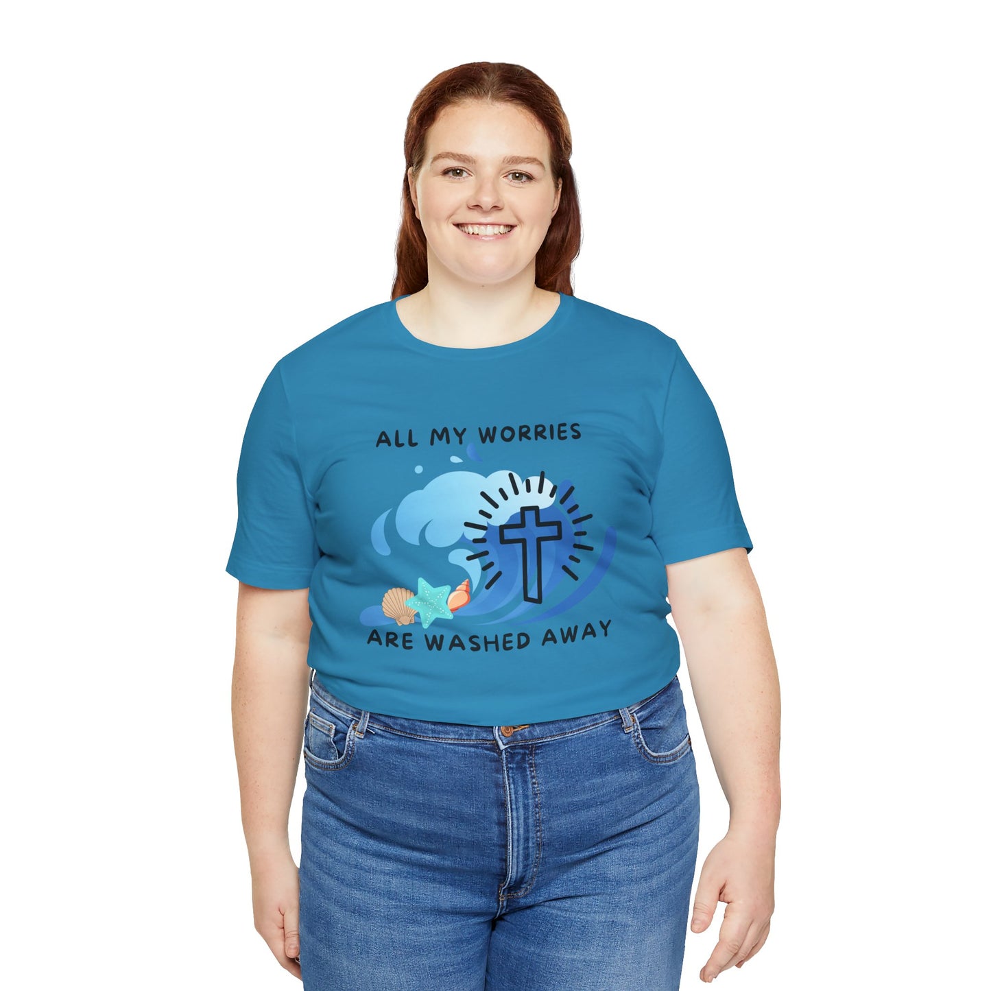 Christ Washed My Worries Away (Beach Theme) - T-Shirt