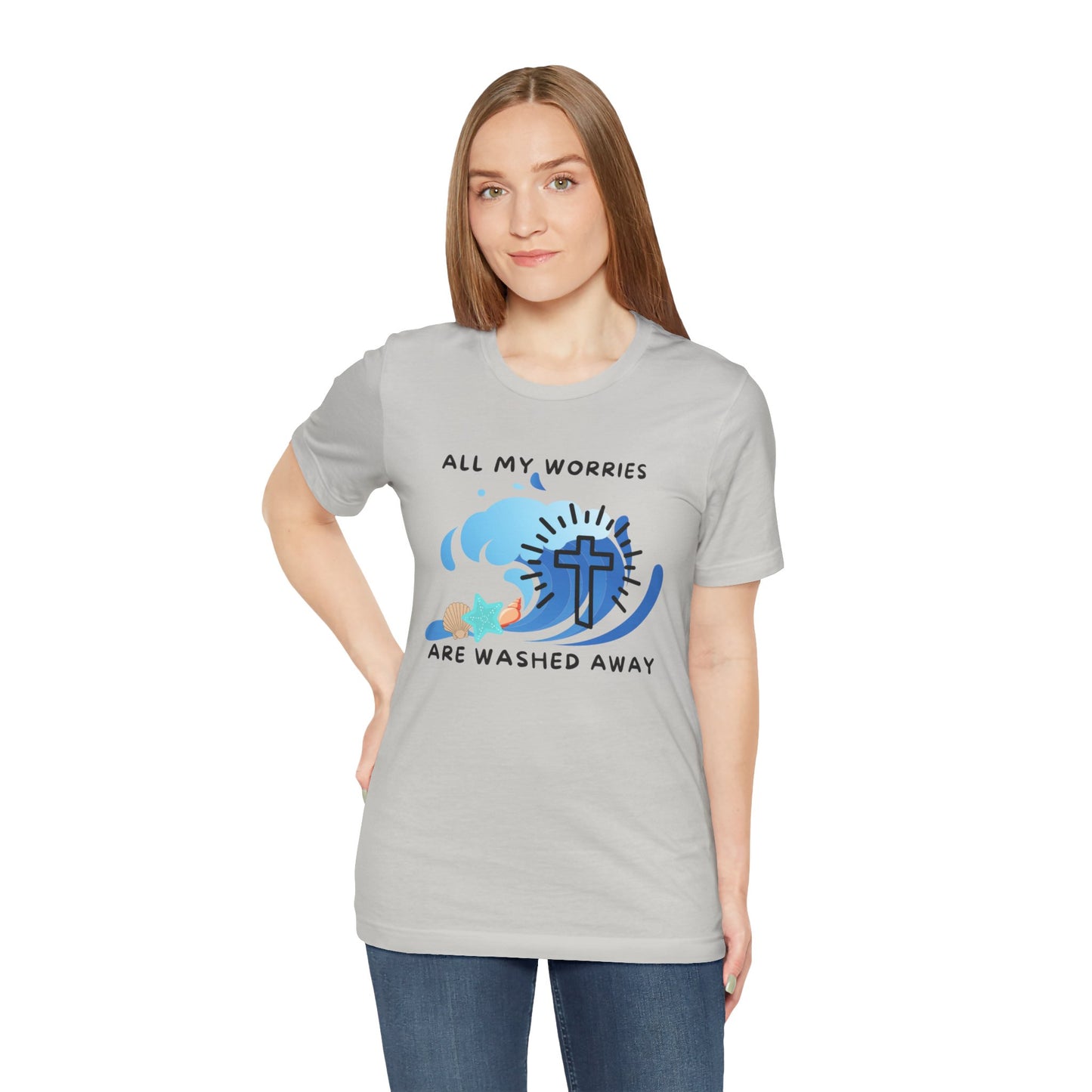 Christ Washed My Worries Away (Beach Theme) - T-Shirt