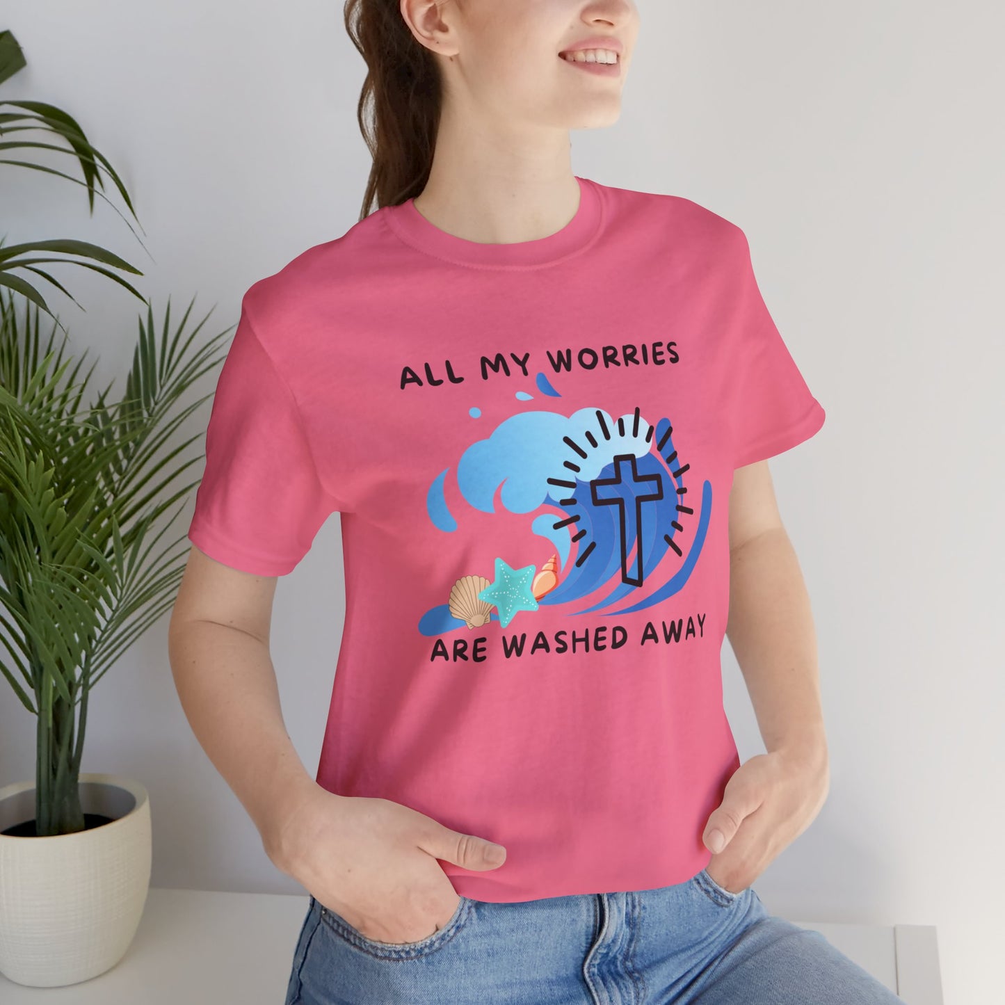 Christ Washed My Worries Away (Beach Theme) - T-Shirt