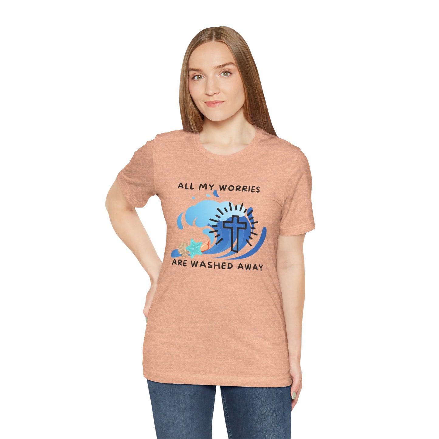 Christ Washed My Worries Away (Beach Theme) - T-Shirt
