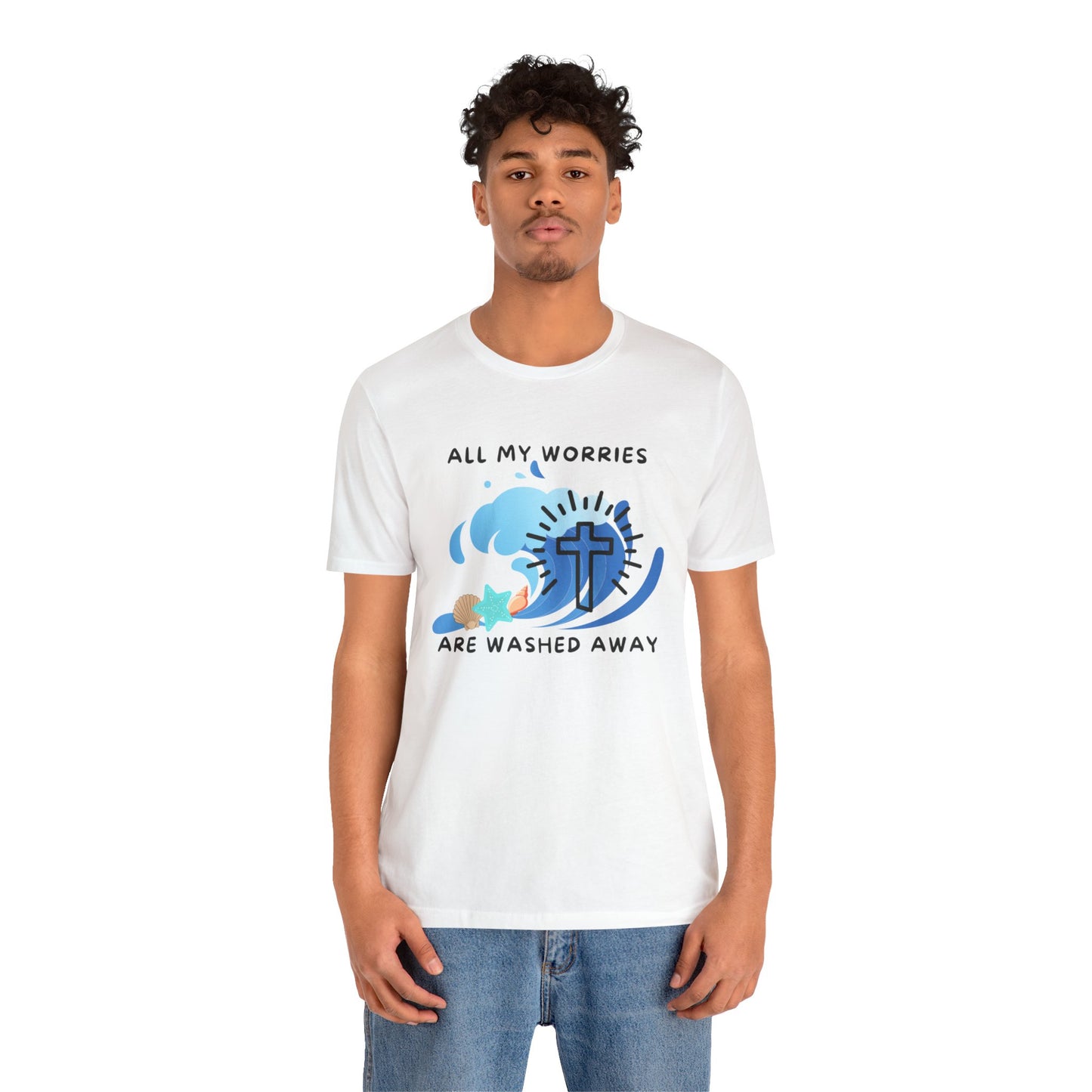 Christ Washed My Worries Away (Beach Theme) - T-Shirt