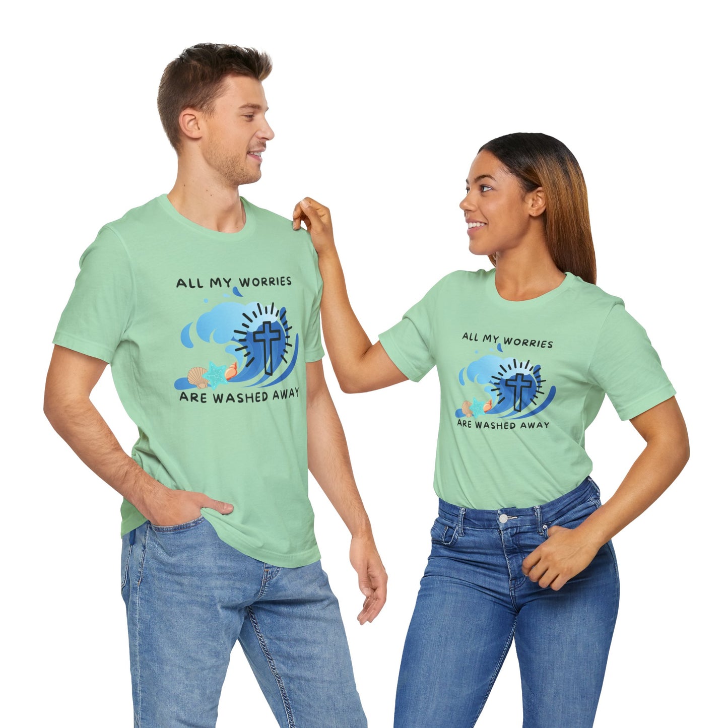 Christ Washed My Worries Away (Beach Theme) - T-Shirt