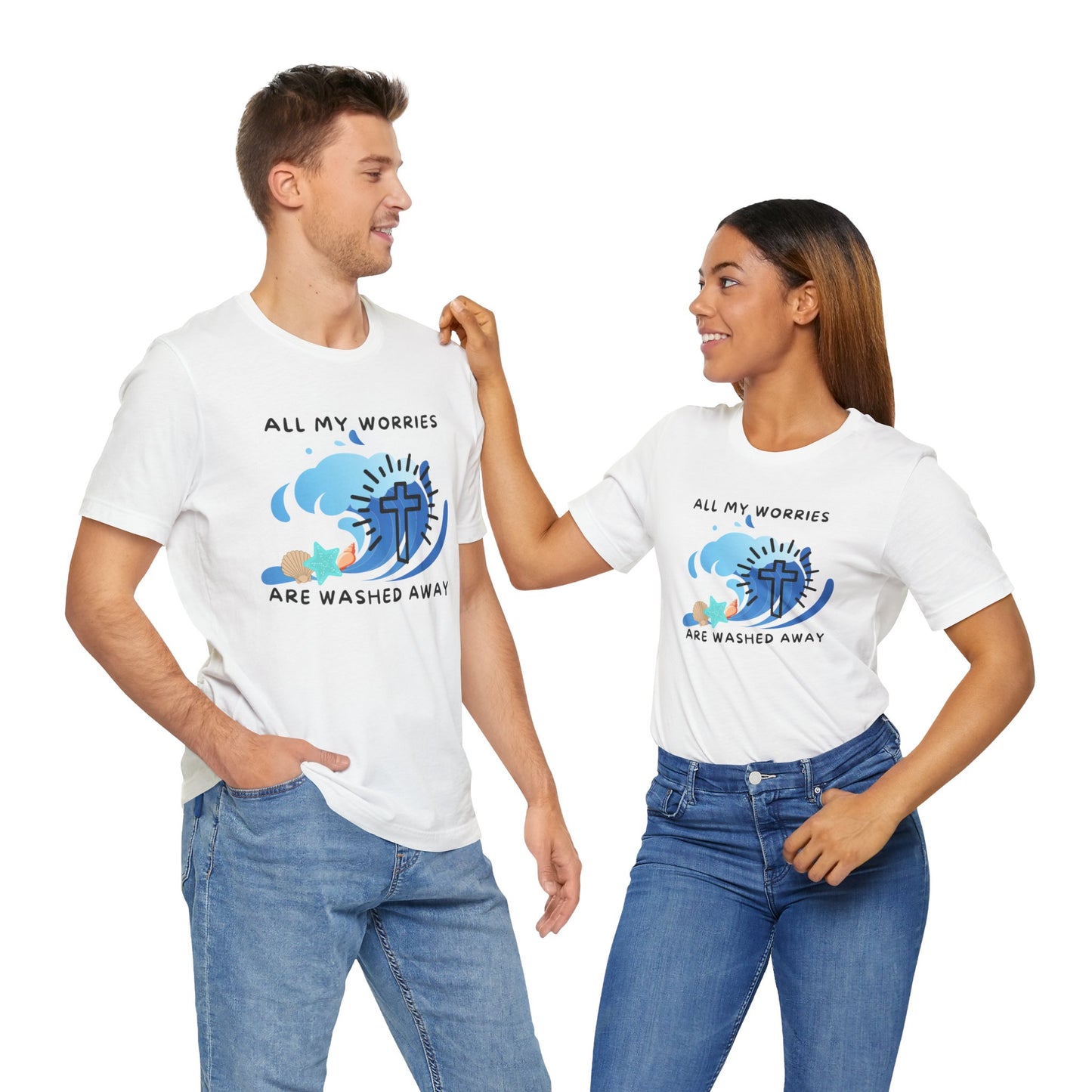 Christ Washed My Worries Away (Beach Theme) - T-Shirt