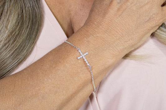 Bezel Cross Bracelet
